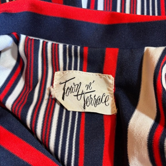 Vintage Town n Terrace Striped Shirt Dress Red White Blue Mod Retro 40s 50s - Picture 6 of 10